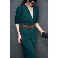 ราคา Unbrachy Jumpsuit With Belt จั๊มสูทกางเกงติดกันแพตเทิร์นสวยมาก ช่วงบนแขนพองสมอค อกไขว้ ช่วงล่างเป็นกางเกงทรงสวยขาบาน (27722636719)