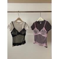 ราคา เสื้อยืดแต่งสายเดี่ยวลูกไม้ งานสวยจึ้งม้ากกก เนื้อผ้ายืดตามตัว ลายลูกไม้สวยแพง (27457602770)