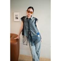 ราคา เสื้อยีนส์แขนกุดกุ้นลูกไม้แขน ซีทรูด้านนอก (27339228810)