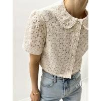 ราคา เสื้อลูกไม้ปักลายดอกไม้ คอปกกระดุมมุกขอบทองสวย ซับในตัว งานสวยน่ารักมากค่าา (26906446409)