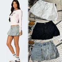 ราคา ? ? ? ? ? ? ? ? ? ? ? กระโปรงยีนส์บอลลูนเอวสม็อคดีเทลกระเป๋าคู่หน้า ทรงสวยใส่แมชได้หลายลุค (26636285848)