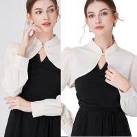ราคา ฟ้าผู้หญิงสาวเครื่องแต่งกายคอเสื้อแขนยาวที่ถอดออกได้ครึ่งเสื้อคอปก (26012415321)