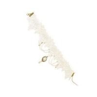 ราคา Fa สร้อยคอโชคเกอร์ลูกไม้สีขาวพร้อมจี้พลอยเครื่องประดับคอโกธิควินเทจ (29215663554)