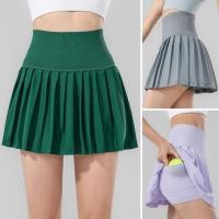 ราคา ผู้หญิงเอวสูงกีฬา Skorts กลางแจ้งวิ่งเทนนิสกระโปรง ฟิตเนสกระโปรงพร้อมกระเป๋า (43605298516)