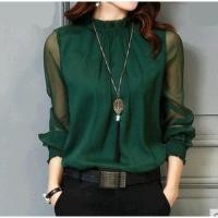 ราคา เสื้อท็อปแขนยาวระบายตาข่ายสําหรับผู้หญิง เสื้อเชิ้ตผ้าชีฟองลูกไม้ฤดูใบไม้ผลิฤดูร้อน ลําลองหรูหราเบาๆไซส์ใหญ่ (29975237717)