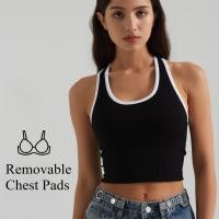 ราคา ผู้หญิงเสื้อกีฬาโยคะ I Shaped Seamless Pilates Tanks กันกระแทก Colorblock Fitness Bras Quick Dry Running Workout เสื้อ (43126625608)