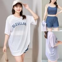 ราคา ชุดว่ายน้ำสตรี กันแดดชุดว่ายน้ำสามชิ้น ประกอบด้วยเสื้อกล้าม กางเกงขาสั้น และผ้าคลุมแขนยาว (41517117752)