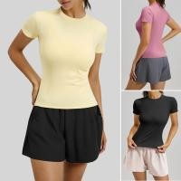 ราคา ชุดกีฬาสำหรับผู้หญิง เสื้อยืดแขนสั้นระบายอากาศดี กระโปรงแห้งเร็ว มีกระเป๋า ออกแบบมาเพื่อโยคะและวิ่ง เอวสูง (41325173507)