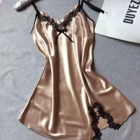 ราคา ชุดพักผ่อนผ้าไหมซาตินสําหรับผู้หญิง ดีไซน์คอวีเซ็กซี่ เหมาะสำหรับสวมใส่อยู่บ้านในฤดูร้อน (44175334835)