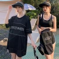 ราคา ชุดชุดว่ายน้ํา 3 ชิ้นสําหรับผู้หญิงs Modes ชุดว่ายน้ําเอวสูงพร้อมแผ่นแบบถอดได้ ชุดว่ายน้ํามีสไตล์พร้อมกางเกงขาสั้น Boy (28830171929)