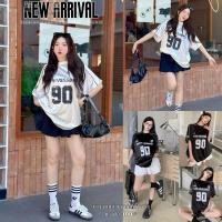 ราคา พร้อมส่ง Oversize เสื้อโอเวอร์ไซส์ เสื้อบอล สไตล์เกาหลีคอกลม 90 แนวเสื้อบาสสปอร์ตสกรีน หน้า หลัง (25984605413)