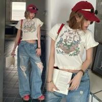 ราคา Korea Crop เสื้อยืดเบบี้ทรี สกรีนลายเรียบหรูดูแพงสไตล์เกาหลี น่ารักมากๆ ดีเทลแต่งชายระบาย เนื้อผ้ายืดหยุ่นตามตัว (28838602108)