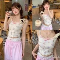 ราคา Korea Crop เสื้อครอปสายเดี่ยวลายน้องแมว สไตล์เกาหลี เกาใจ เนื้อผ้านุ่ม สีละมุนสุดๆ สายสามารถปรับได้ So cuteสุดๆ (27212976232)