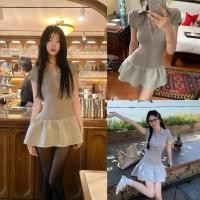 ราคา Minidress มินิเดรสส ไตล์เกาหลี ลูกคุณสุดๆ สวยเรียบหรูดูแพงมากค่า ควรมีติดตู้สุดๆ (26066753777)