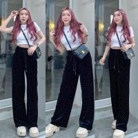 ราคา Trousers กางเกงขายาว เนื้อผ้ากำมะหยี่แต่งดีเทลเพชรทั้งตัว งานฟรีไซส์เอวสม็อค ? ? ? ? ? ? ? มากๆ (24275848234)