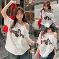 ราคา Korea Oversize เสื้อเปิดไหล่โอเวอร์ไซส์ สกรีนลายน้องหมาตัวยาว เกาหลีมากๆ แมตซ์ง่ายสุดๆค่าา (19187349356)