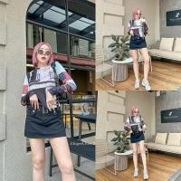 ราคา Korea Crop เสื้อครอปแขนยาวเกาหลี พิมพ์ลายแนวสตรีท เนื้อผ้าใส่สบาย ไม่บาง (24814967889)