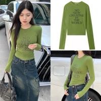 ราคา Korea Crop เสื้อครอปแขนยาว เนื้อผ้ารย่อน ลุคสไตล์เกาหลี เกาใจ (25014640845)