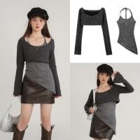 ราคา SET WG WE เสื้อแขนยาวเซ็ท 2 ชิ้น สไตล์เกาหลี เสื้อตัวในดีเทลคล้องคอ ครอปไหมพรมแขนยาว TAG WG WE (24614452458)