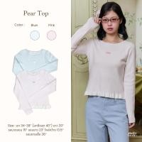 ราคา DAILYLOOK SM Pear top เสื้อแขนยาวไหมพรมลายจุด มีระบายที่ชายเสื้อ ติดป้าย rubber โลโก้แบรนด์ (42674750170)