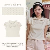 ราคา DAILYLOOK SM Sweet child top เสื้อคอบัวแขนตุ๊กตา ผ้าสีครีมลายจุดสีชมพู ใส่สบาย สกรีนลาย Sweet child (41274756566)