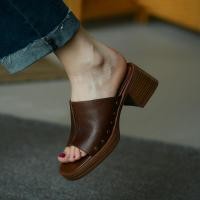 ราคา รองเท้าส้นสูง เปิดนิ้วเท้า ส้นหนา กันน้ํา สไตล์เกาหลี สําหรับผู้หญิง ไซซ์ 34 40 (41273851337)