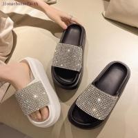 ราคา รองเท้าแตะส้นเตารีดประดับเพชร Rhinestone สำหรับผู้หญิง (27462213969)