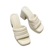 ราคา รองเท้าแตะ หนัง Pu ส้นกลาง ทรงสี่เหลี่ยม สีพื้น แบบเรียบง่าย สไตล์เกาหลี สําหรับผู้หญิง (52501975830)