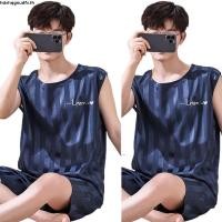 ราคา ชุดนอนซาติน ชุดนอนผู้ชายฤดูร้อนแบบบางผ้าไหมน้ำแข็งกางเกงขาสั้นชุดใส่ในบ้านวัยรุ่นไซส์ใหญ่พิเศษใส่ออกไปข้างนอกได้ (46600917543)