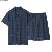 ราคา ชุดนอน เสื้อแขนสั้น กางเกงขายาว ผ้าฝ้าย ลายสก๊อต พลัสไซซ์ แฟชั่นฤดูร้อน สําหรับผู้ชาย ไซซ์ M 4XL (57450585763)