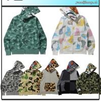 ราคา Bape เสื้อแจ็คเก็ตมีฮู้ดผ้าฝ้ายพิมพ์ลายแฟชั่น unisex (41873027543)