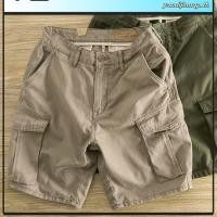 ราคา กางเกงขาสั้นลําลอง ทรงหลวม แนวตรง มีหลายกระเป๋า สีแดง สไตล์ทหารวินเทจ สําหรับผู้ชาย (24294297532)