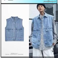 ราคา เสื้อกั๊กยีนส์ผู้ชายทำงานแบบใหม่ฤดูใบไม้ผลิและฤดูใบไม้ร่วงเสื้อโค้ทกันหนาวแบบหลวมแฟชั่น BF เสื้อกั๊กแขนกุดผู้ชาย (26820653319)