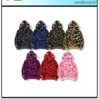 ราคา เสื้อแจ็กเก็ตคาร์ดิแกน มีฮู้ด ลายพราง Bape Shark สไตล์สตรีท สําหรับผู้ชาย และผู้หญิง (28532703419)