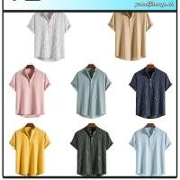 ราคา 12 สี Kemeja เสื้อโปโลแขนสั้นลําลอง ผ้าลินิน สีพื้น เหมาะกับฤดูร้อน สําหรับผู้ชาย (42122161612)