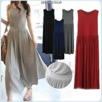 ราคา พร้อมส่ง ชุดเดรสกระโปรงยาว ผ้าฝ้าย แขนกุด เอวยางยืด ระบายอากาศ เซ็กซี่ ทรงหลวม ขนาดใหญ่ สไตล์เกาหลี สําหรับสตรี (41023722928)