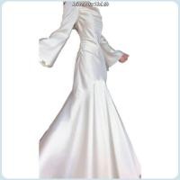 ราคา เดรสสาวอวบ ชุดเดรส Bai Wei ชุดหางนางเงือกซาตินฝรั่งเศส ชุดหมั้นคุณภาพสูง กระโปรงยาวปกขาว วันรักแรก (53650641376)