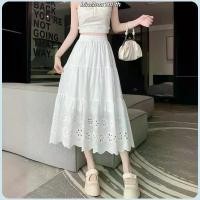 ราคา สีขาวกลวงออกปักกระโปรงผู้หญิงเอวสูงยืดหยุ่น A Line กระโปรงขนาดเล็กกลางความยาวกระโปรงร่มมิ้มใหญ่ (40473143710)