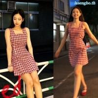 ราคา Blackpink Jennie Chic Red Plaid Strap ชุดเดรสสั้นลายสก็อตสไตล์เกาหลี Dress Korean เดรส Midi Skirt Sexy ชุดเดรส (26791190542)