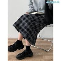 ราคา กระโปรงผู้หญิงทําด้วยผ้าขนสัตว์ลายสก๊อตขนาดบวกเกาหลีสะโพกครอบคลุมบาง ก เส้น ยาวรูปลูกแพร์ (26593501115)