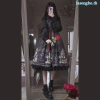 ราคา Lolita Rose Dress Dress Ready Stock and lolita Skirt Full Style Dark Style Gothic Style Nightingale Sling (49200205592)