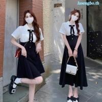 ราคา ฝรั่งเศสอ่อนโยนสไตล์วิทยาลัยแฟชั่นเย็บปะติดปะต่อกันฤดูร้อนแขนสั้นชุดสตรี ก เส้น กระโปรงยาวปานกลาง (40871292435)