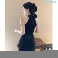 ราคา Kdkdp ชุดเดรสกี่เพ้า แต่งสายโซ่ลูกปัด สไตล์ฝรั่งเศสย้อนยุค แฟชั่นฤดูใบไม้ร่วง และฤดูหนาว (46450286881)