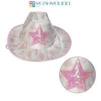 ราคา หมวก Cowgirl สีชมพูเลื่อม ลายดาว หมวกคาวบอยลายวัวสำหรับผู้ใหญ่ (55850711310)