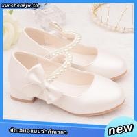 ราคา รองเท้าหนัง ประดับโบว์ และไข่มุก สีขาว สไตล์เจ้าหญิง สําหรับเด็ก (26816199505)