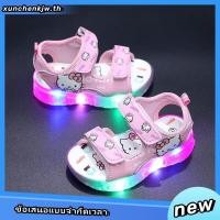 ราคา SUGE รองเท้าแตะลําลอง ลายการ์ตูนแมว มีไฟ LED สีชมพู สีม่วง แฟชั่นชายหาด สําหรับเด็ก (29017084023)