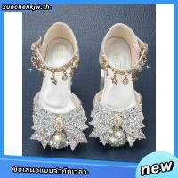 ราคา รองเท้าส้นสูง ประดับโบว์คริสตัล พลอยเทียม สีเงิน สไตล์เจ้าหญิง สําหรับเด็กผู้หญิง (26723288635)