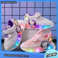 ราคา SUGE รองเท้าผ้าใบผู้หญิงมีไฟ พื้นผิวตาข่าย ระบายอากาศได้ รองเท้าHello Kitty (28292808474)