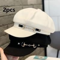 ราคา หมวกเบเร่ต์สองชิ้น สีดำและขาว ดีไซน์คลาสสิกหรูหรา ซักมือได้ เหมาะสำหรับ party และdaily fashion (29593631921)