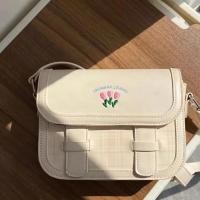 ราคา กระเป๋าสะพายไหล่ลายสก๊อตสำหรับผู้หญิง ออกแบบด้วยงานปักลายดอกไม้สไตล์วิทยาลัย ขนาดทรงสแควร์ หนังแฟชั่น (49250650895)
